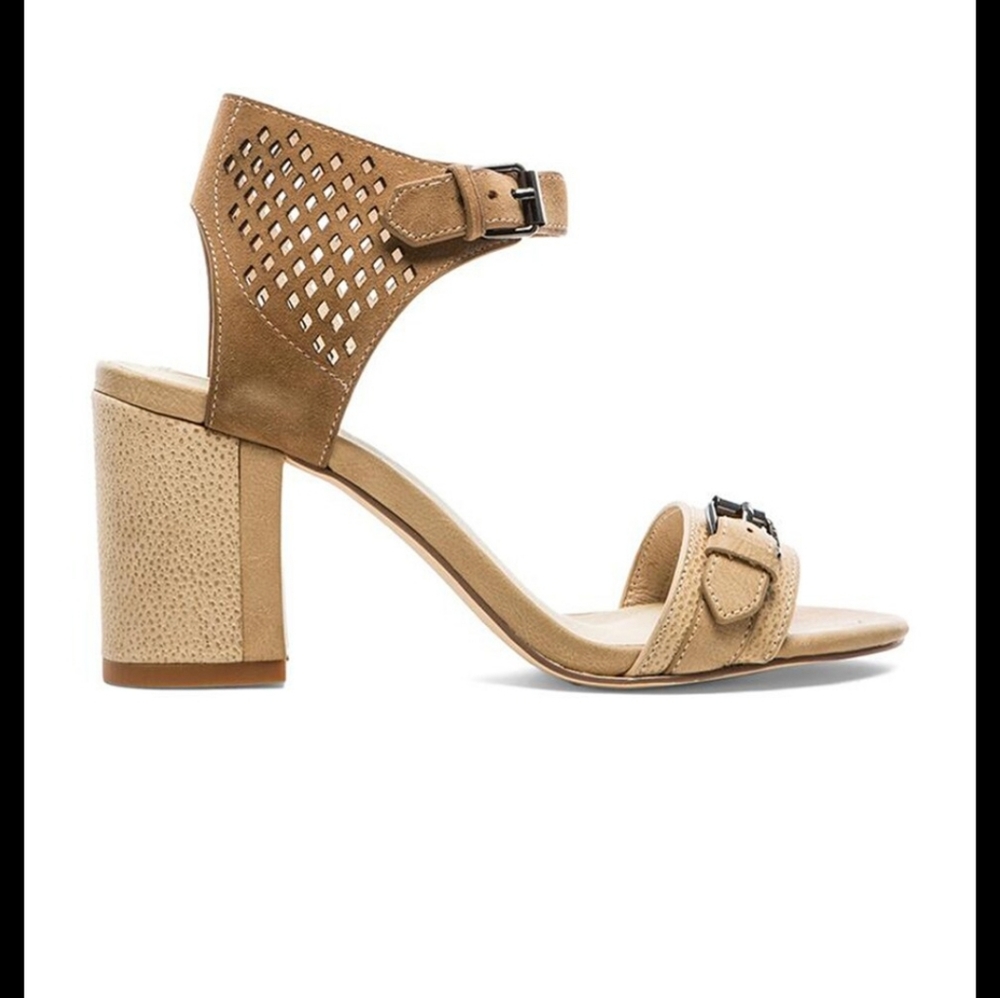 Strappy stacked heel sandal